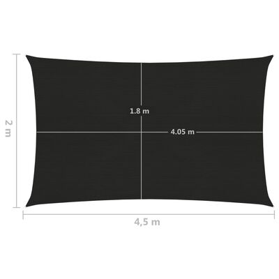 vidaXL Stínící plachta 160 g/m² černá 2 x 4,5 m HDPE