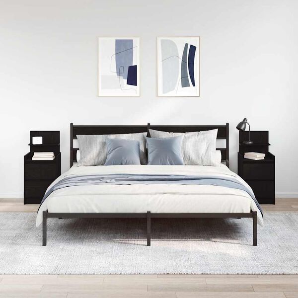 vidaXL Nočn&iacute; skř&iacute;ňky se 2 z&aacute;suvkami 2 ks čern&eacute; 38x34x80 cm