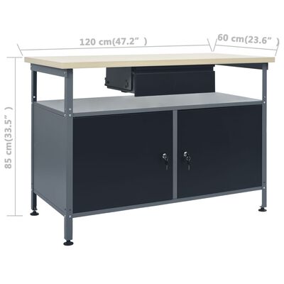 vidaXL Pracovní stůl se třemi nástěnnými panely a jednou skříňkou