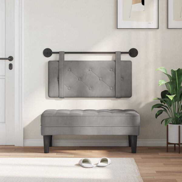 vidaXL Z&aacute;věsn&aacute; čeln&iacute; deska N&aacute;stěnn&yacute; Světle &scaron;ed&aacute; 100 x 55 x 5 cm samet