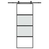 vidaXL Posuvn&eacute; dveře s kov&aacute;n&iacute;m 76x205 cm tvrzen&eacute;ho sklo a hlin&iacute;k