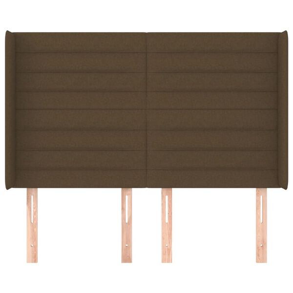 vidaXL Čelo postele typu u&scaron;&aacute;k tmavě hněd&eacute; 147x16x118/128 cm textil