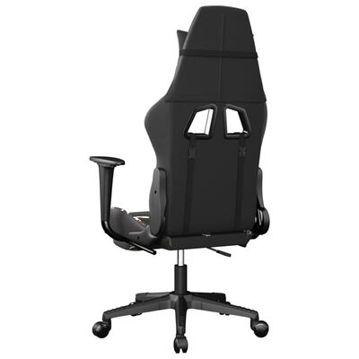 vidaXL Masážní herní židle s podnožkou černá a maskáčová umělá kůže