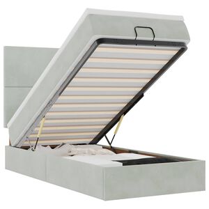 vidaXL Osmansk&yacute; r&aacute;m postele s matracemi světle &scaron;ed&aacute; 80x200cm samet