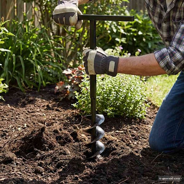 Zemn&iacute; vrt&aacute;k s rukojet&iacute; 120 mm, s n&aacute;stavci 13 m, ocel