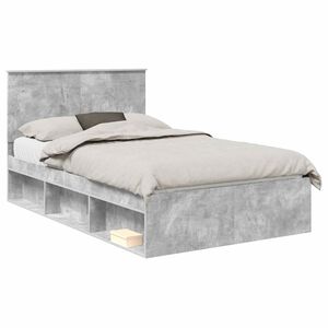vidaXL R&aacute;m postele Betonově &scaron;ed&aacute; 135 x 190 cm Masivn&iacute; borov&eacute; dřevo