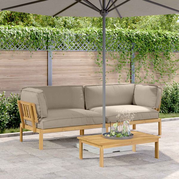 vidaXL Set pohovek s pol&scaron;t&aacute;řem 2 pcs Taupe Masivn&iacute; ak&aacute;tov&eacute; dřevo