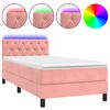 vidaXL Box spring postel s matrac&iacute; a LED růžov&aacute; 80 x 200 cm samet