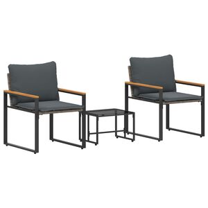 vidaXL N&aacute;bytkov&eacute; sety s pol&scaron;t&aacute;řem 3 pcs &Scaron;ed&aacute; a tmavě &scaron;ed&aacute; Ratan