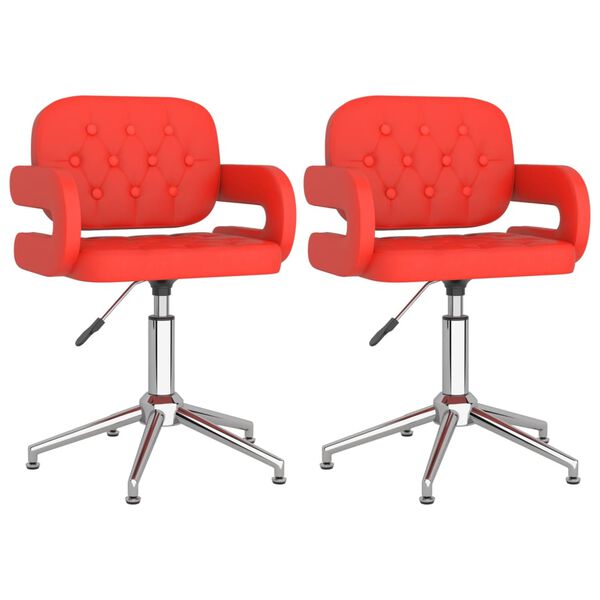 vidaXL Otočn&eacute; j&iacute;deln&iacute; židle 2 ks červen&eacute; uměl&aacute; kůže