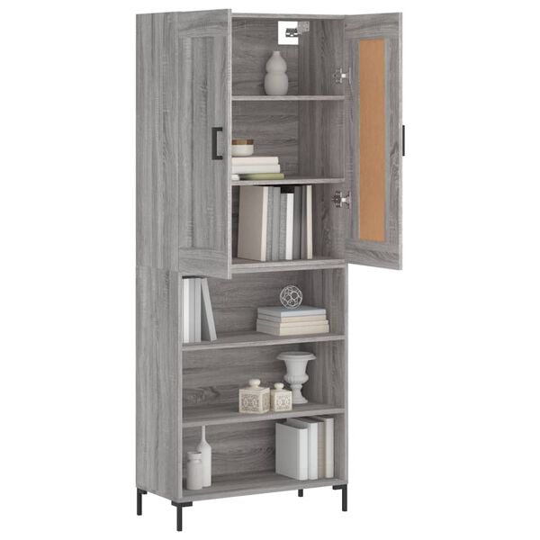 vidaXL Skř&iacute;ň highboard &scaron;ed&aacute; sonoma 69,5 x 34 x 180 cm kompozitn&iacute; dřevo