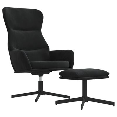 vidaXL Relaxační křeslo se stoličkou černé samet