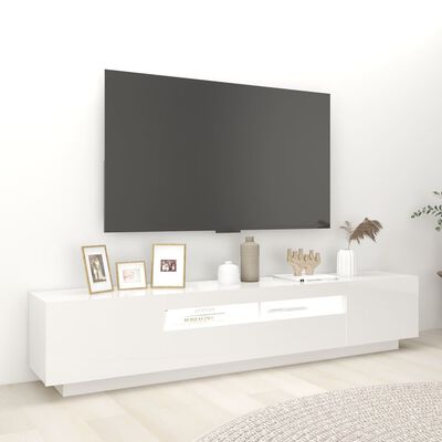vidaXL TV skříňka s LED osvětlením bílá s vysokým leskem 200x35x40 cm