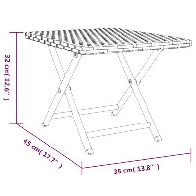 vidaXL Skládací stolek černý 45 x 35 x 32 cm polyratan