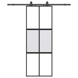 vidaXL Posuvn&eacute; dveře se sadou kov&aacute;n&iacute; čern&eacute; 76x205 cm Tvrzen&eacute; sklo
