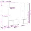 vidaXL Sestava TV skříněk Nástěnný 8 pcs Staré dřevo 80 x 30 x 30 cm