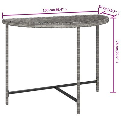 vidaXL Zahradní stůl šedý 100 x 50 x 75 cm polyratan