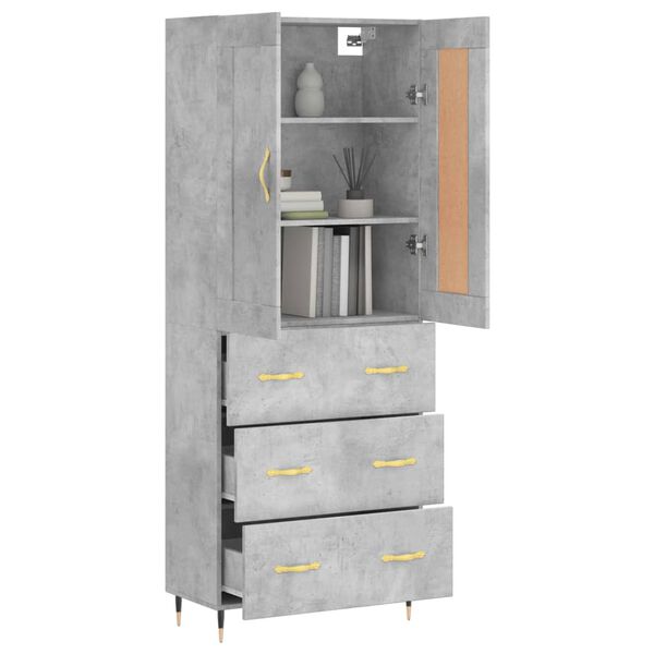 vidaXL Skř&iacute;ň highboard betonově &scaron;ed&aacute; 69,5x34x180 cm kompozitn&iacute; dřevo