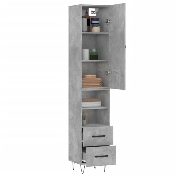 vidaXL Skř&iacute;ň highboard betonově &scaron;ed&aacute; 34,5x34x180 cm kompozitn&iacute; dřevo