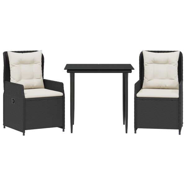 vidaXL 3d&iacute;ln&yacute; zahradn&iacute; j&iacute;deln&iacute; set s podu&scaron;kami čern&yacute; polyratan