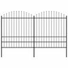 vidaXL Zahradn&iacute; plot s kop&iacute;m nahoře ocelov&yacute; 359 x 200 cm čern&yacute;