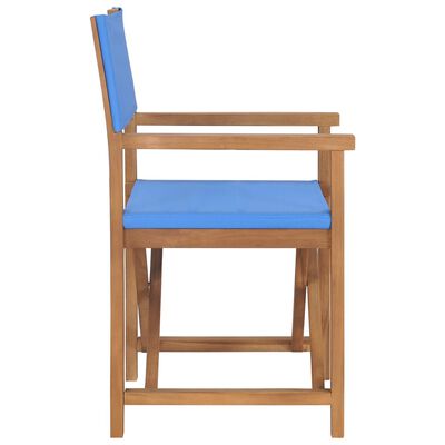 vidaXL Režisérská židle masivní teakové dřevo modrá
