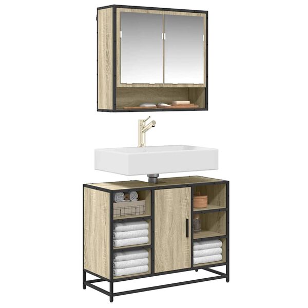 vidaXL Koupelnov&aacute; skř&iacute;ňka pod umyvadlo, dub sonoma, 80 x 33 x 60 cm, konstrukčn&iacute; dřevo