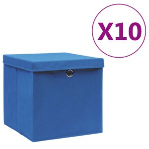vidaXL &Uacute;ložn&eacute; boxy s v&iacute;ky 10 ks 28 x 28 x 28 cm modr&eacute;