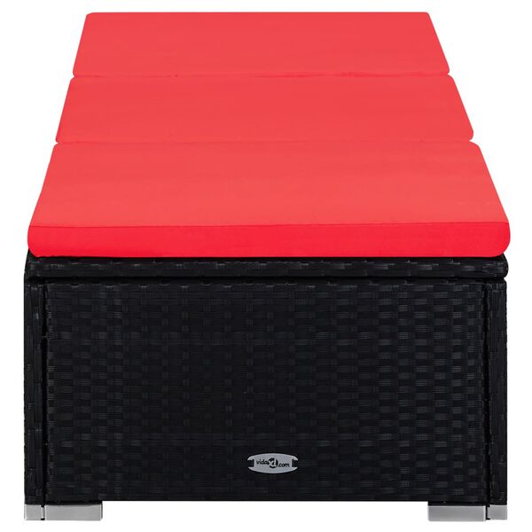 vidaXL 3dílná zahradní lehátka s čajovým stolkem polyratan černá