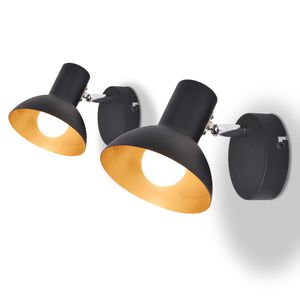 vidaXL N&aacute;stěnn&aacute; lampa, 2 ks, na 2 ž&aacute;rovky E27, černo-zlat&aacute;
