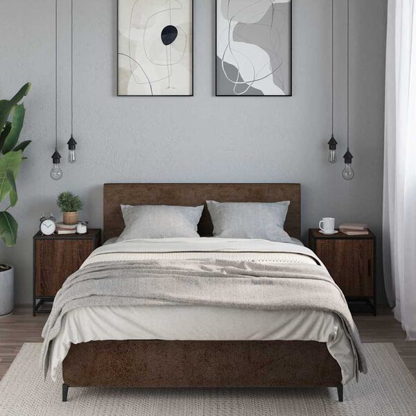 vidaXL Noční stolky 2 ks hnědý dub 40x31x50 cm kompozitní dřevo a kov