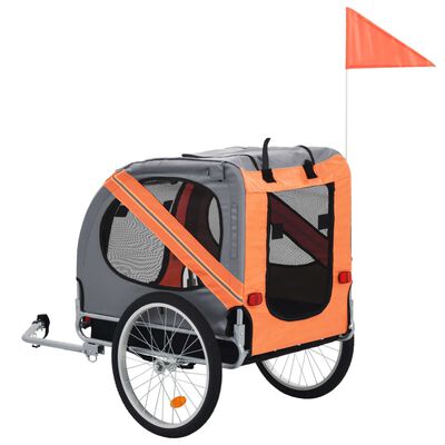 vidaXL Vozík za kolo pro psa oranžový a šedý
