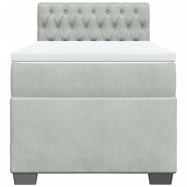 vidaXL Box spring postel s matrací světle šedá 100x200 cm samet