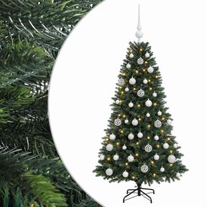 vidaXL Uměl&yacute; v&aacute;nočn&iacute; stromek s baňkami 120 cm 150 LED Tepl&aacute; b&iacute;l&aacute;