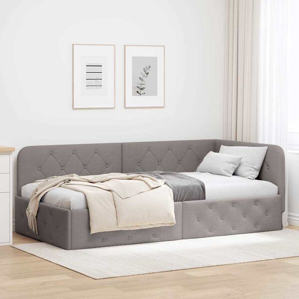 vidaXL Rohov&yacute; r&aacute;m postele s čelo Taupe 90 x 200 cm textil