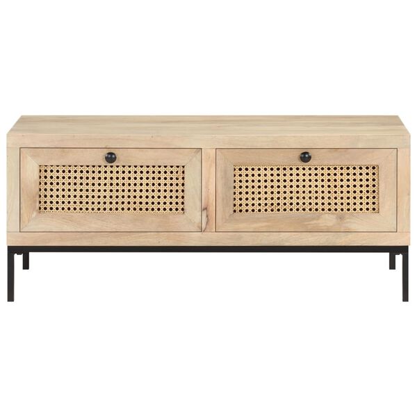 vidaXL Konferenční stolek 90x50x37 cm masivní mangovník přírodní rákos