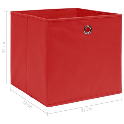 vidaXL Úložné boxy 10 ks červené 32 x 32 x 32 cm textil