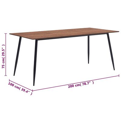 vidaXL Jídelní stůl hnědý 200 x 100 x 75 cm MDF