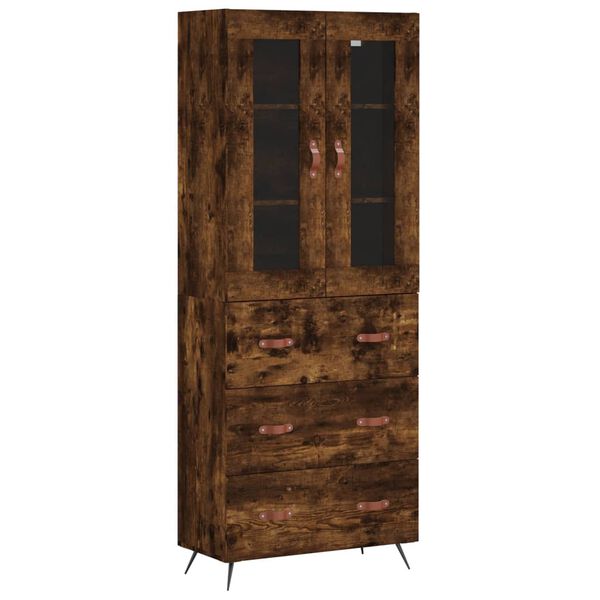 vidaXL Skř&iacute;ň highboard kouřov&yacute; dub 69,5 x 34 x 180 cm kompozitn&iacute; dřevo
