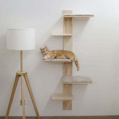 Kerbl Škrabadlo pro kočky Timber Wall 150 cm přírodní a taupe