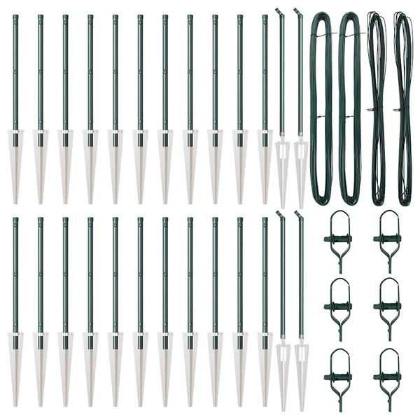 vidaXL Plotový sloupek. Jiný 26 pcs Šedá 3,2 x 3,2 x 100 cm Ocel