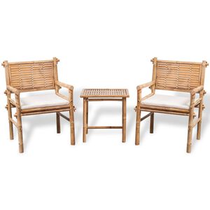 vidaXL 3d&iacute;ln&yacute; bistro set s podu&scaron;kami bambusov&yacute;