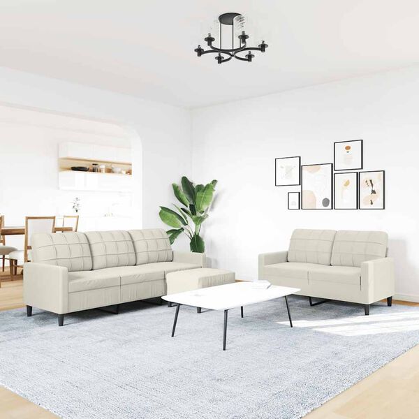 vidaXL 3dílná sedací souprava s poduškami krémová samet