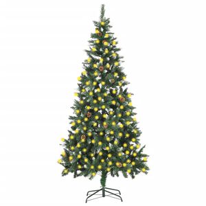 vidaXL Uměl&yacute; v&aacute;nočn&iacute; stromek s LED osvětlen&iacute;m a &scaron;i&scaron;kami 210 cm