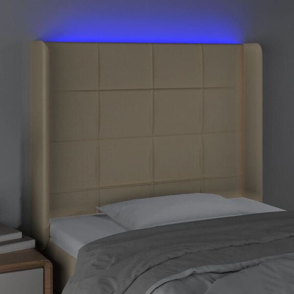 vidaXL Čelo postele s LED kr&eacute;mov&eacute; 93 x 16 x 118/128 cm textil