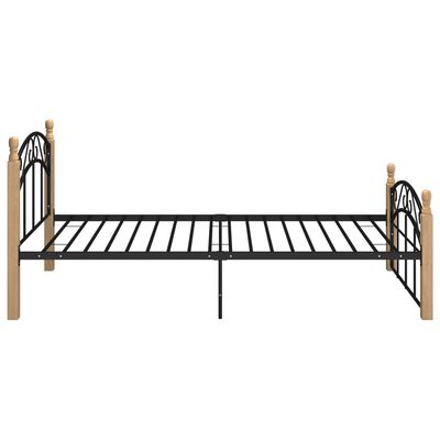 vidaXL Rám postele černý kov a masivní dubové dřevo 90 x 200 cm