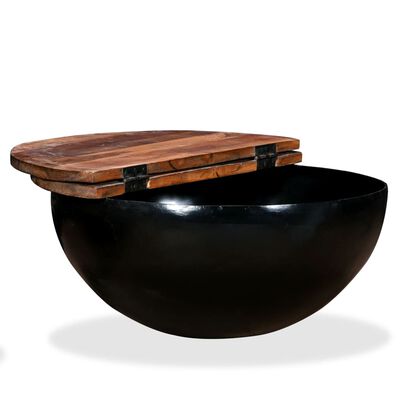 vidaXL Konferenční stolek, masivní recyklované dřevo, černý, tvar misky