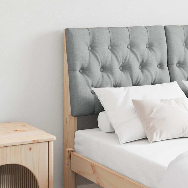 vidaXL Čalouněn&eacute; čelo postele Světle &scaron;ed&aacute; 120 cm Masivn&iacute; borov&eacute; dřevo