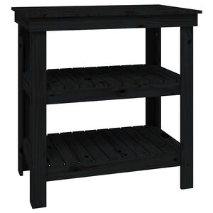 vidaXL Pracovn&iacute; stůl Čern&aacute; 78,5 x 50 x 80 cm Masivn&iacute; borovicov&eacute; dřevo