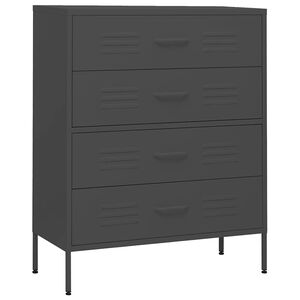 vidaXL Komoda se z&aacute;suvkami antracitov&aacute; 80 x 35 x 101,5 cm ocel